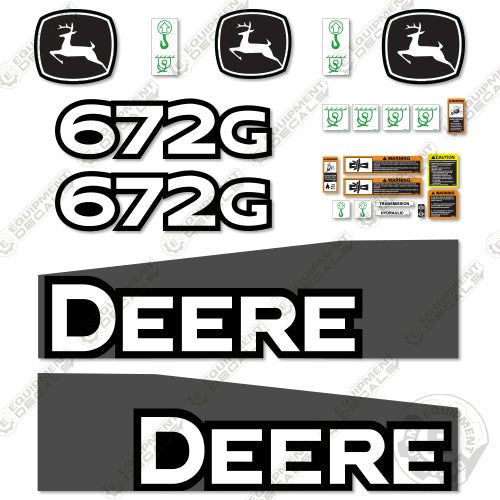 Fits John Deere 672G Decal Kit Motor Grader (2014-2019) - Scraper