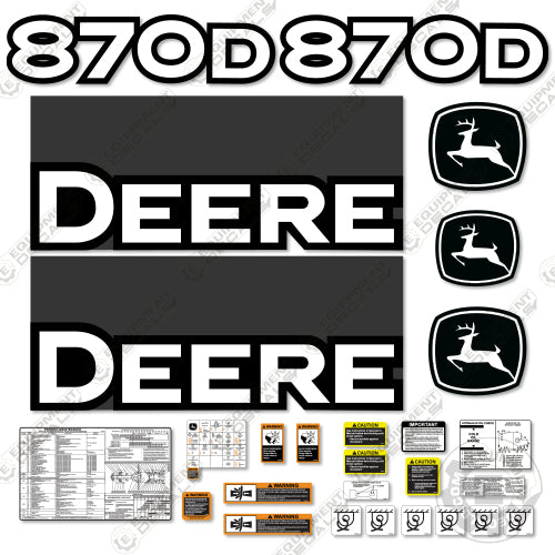 Fits John Deere 870D Decal Kit Motor Grader (2004-2009) - Scraper
