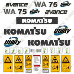 Fits Komatsu WA75-3 Decal Kit Wheel Loader