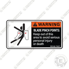 Fits Kubota Blade Pinch Point Warning Decal Mini Excavator