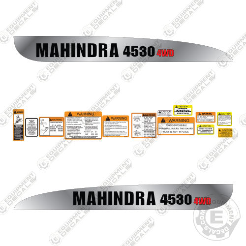 Fits Mahindra 4530 Decal Kit Tractor (Metallic Silver/Black)