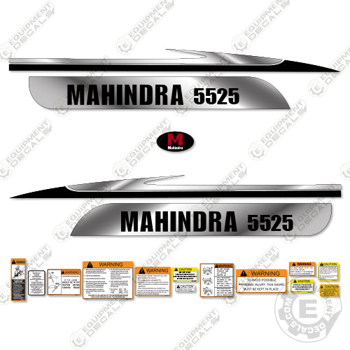 Fits Mahindra 5525 Decal Kit Tractor (Metallic Silver/Black)