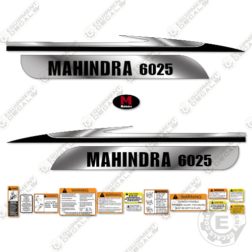 Fits Mahindra 6025 Decal Kit Tractor (Metallic Silver/Black)