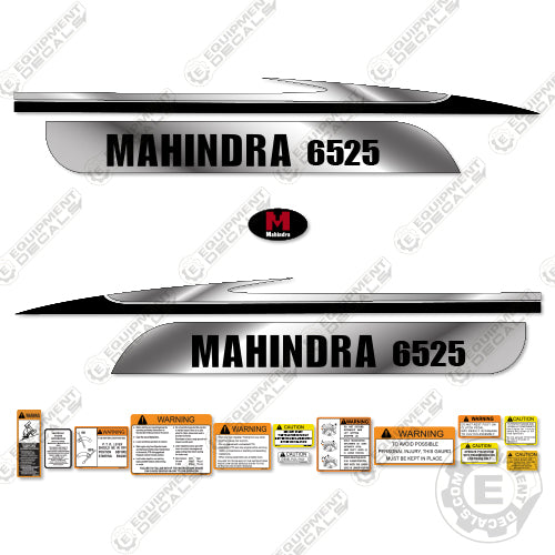 Fits Mahindra 6525 Decal Kit Tractor (Metallic Silver/Black)