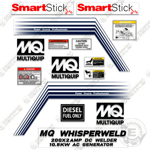 Fits Multiquip DLW-330X2 Generator Decal Kit