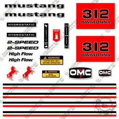 Fits OMC Mustang 312 Decal Kit Skid Steer