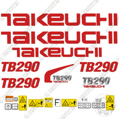 Fits Takeuchi TB 290 Mini Excavator Decals Equipment Decals