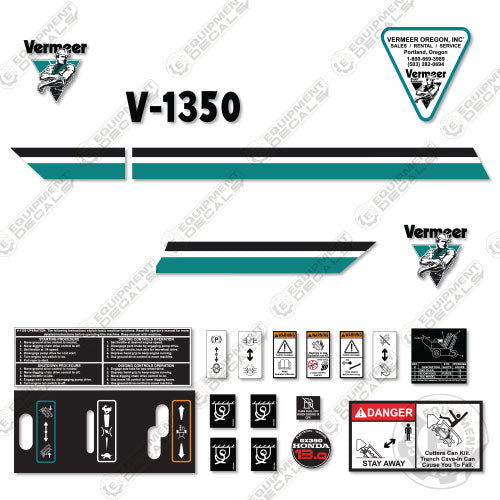 Fits Vermeer V-1350 Trencher Decal Kit
