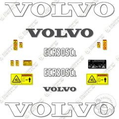 Fits Volvo ECR305CL Decal Kit Excavator