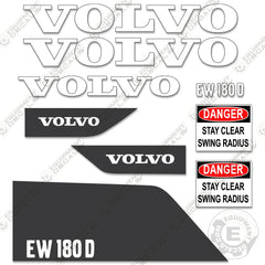 Fits Volvo EW180D Decal Kit Excavator