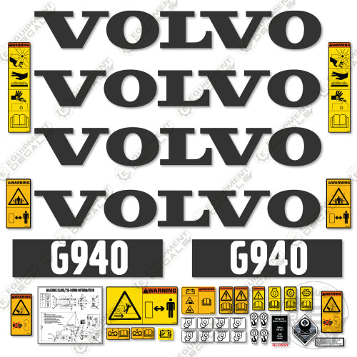 Fits Volvo G940 Decal Kit Motor Grader - Scraper